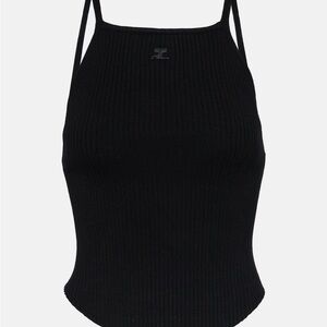 Courreges Knitted Black Ribbed Women's Top